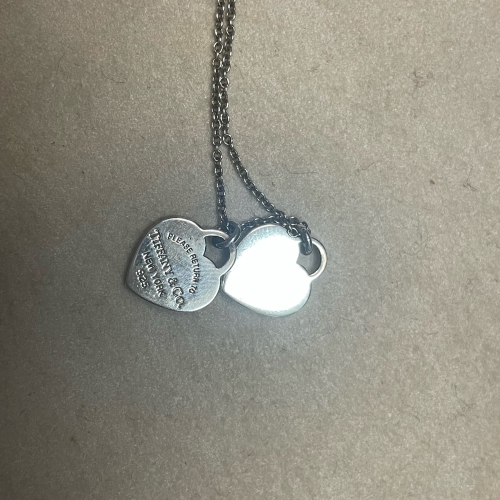 Tiffany Sterling Silver Double Heart Tag Pendant